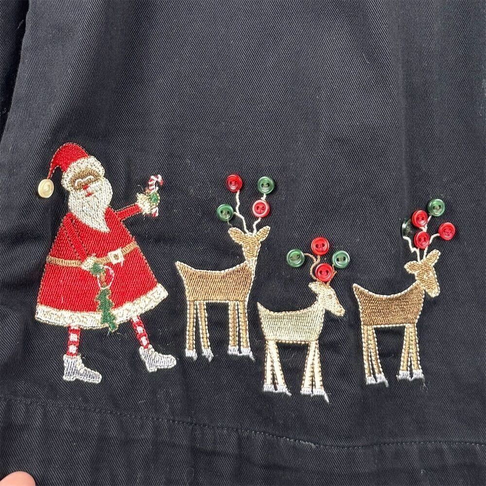 Christopher & Banks Women's Size Large Christmas Jacket Santa Embroidery - Picture 2 of 10
